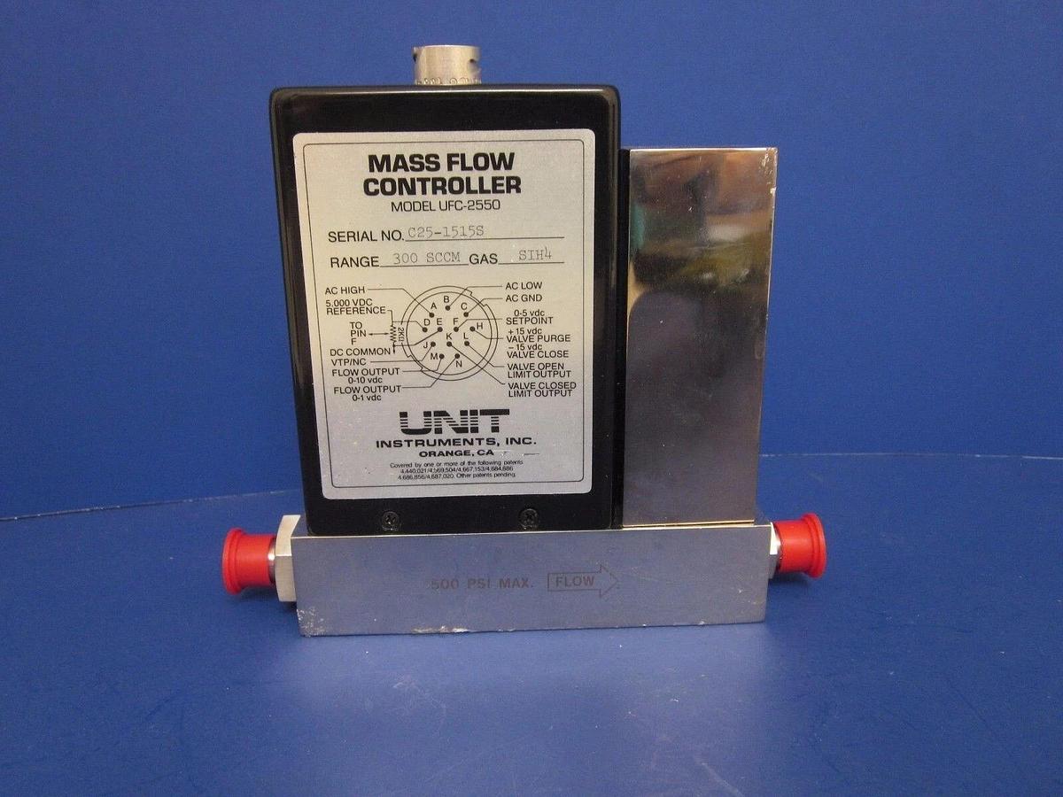 Used Unit UFC-2550, MFC, Mass Flow Controller, SiH4, 300 SCCM, 1/4" VCO. Used