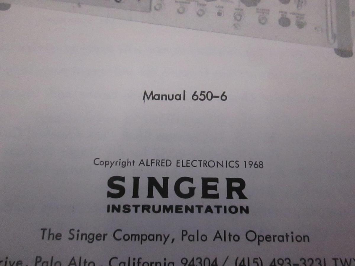 Used Singer Model 650 Sweep Oscillator Plug-In Units Instruction Manual, Used