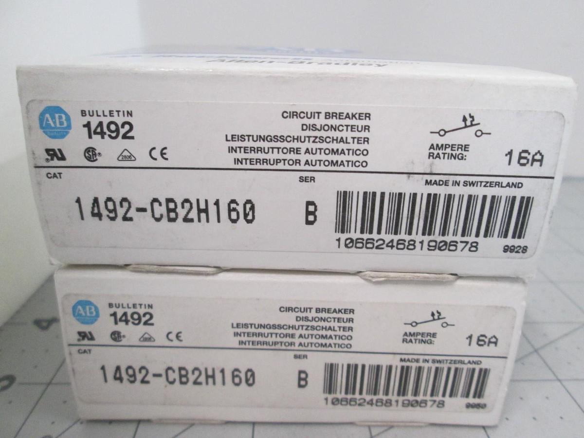 Allen Bradley, 1492-CB2H160, 2 Pole Circuit Breaker, New, Lot of 2
