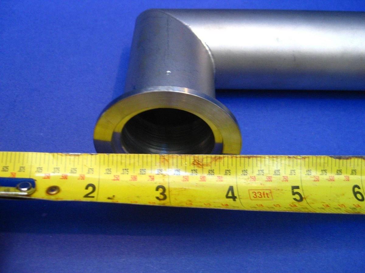 Used Stainless Steel Miltered Elbow Vaccum Pipe, 12" x 2.5" L, NW40 Flanges