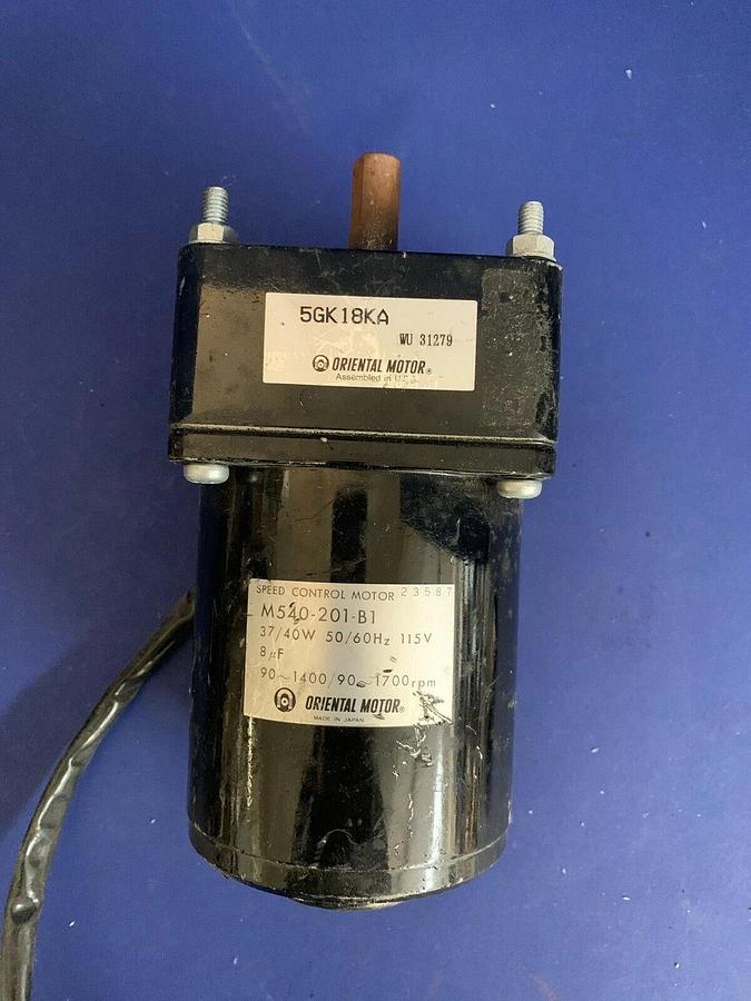Used Oriental Motor M540-201-B1 Speed Control Motor w/ 5GK18KA Gear Head, Used