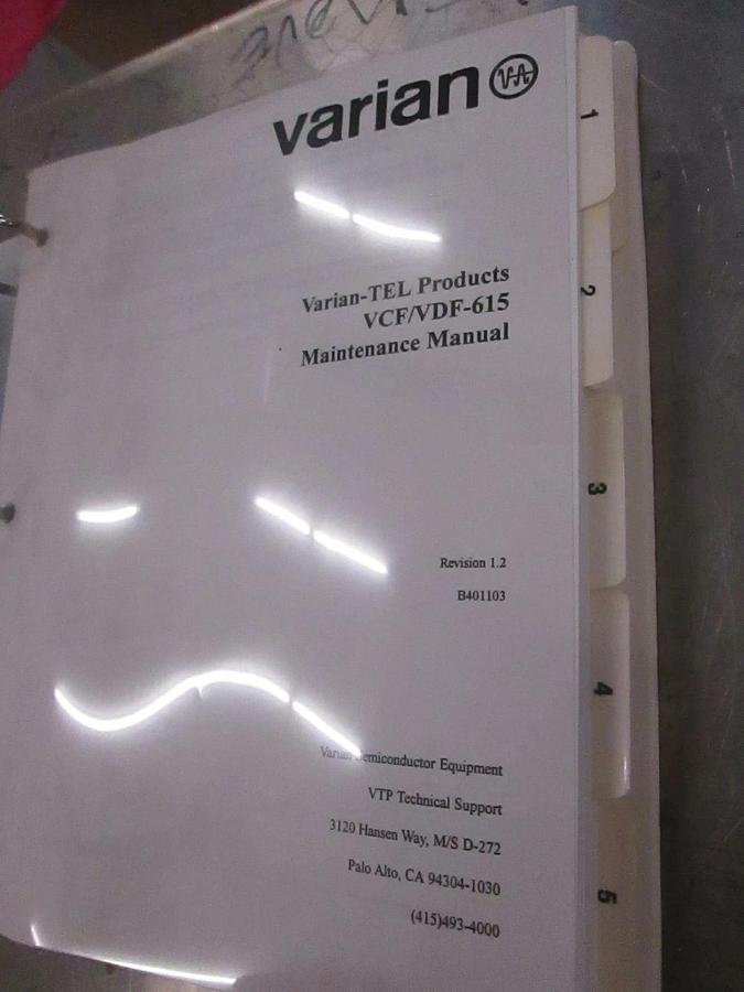Used Varian-TEL VDF/VCF 615 Series Maintenance Manual, Used