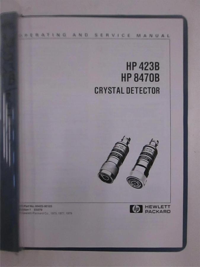 Used HP 423B and 8470B Crystal Detector Operating and Service Manual, Used
