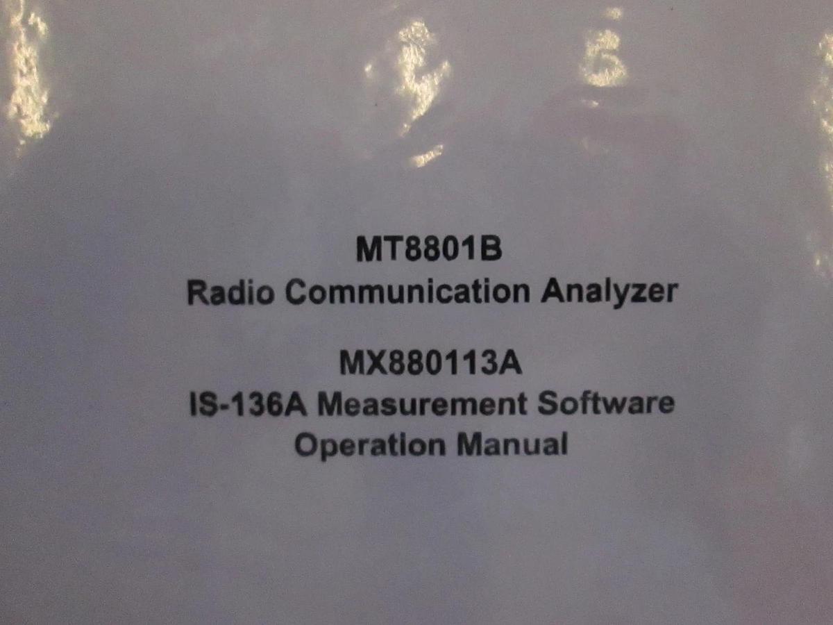 Used Anritsu MT8801B Radio Communication Analyzer, Software Operation Manual, Used