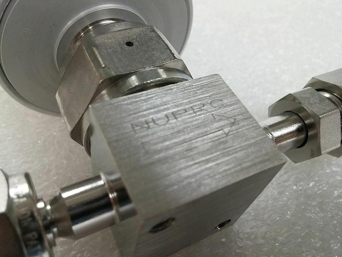 Used Nupro SS-HBTW4-C High Pressure Valve, 1/4" Tube x 3/8" Tube Butt, NC, Used
