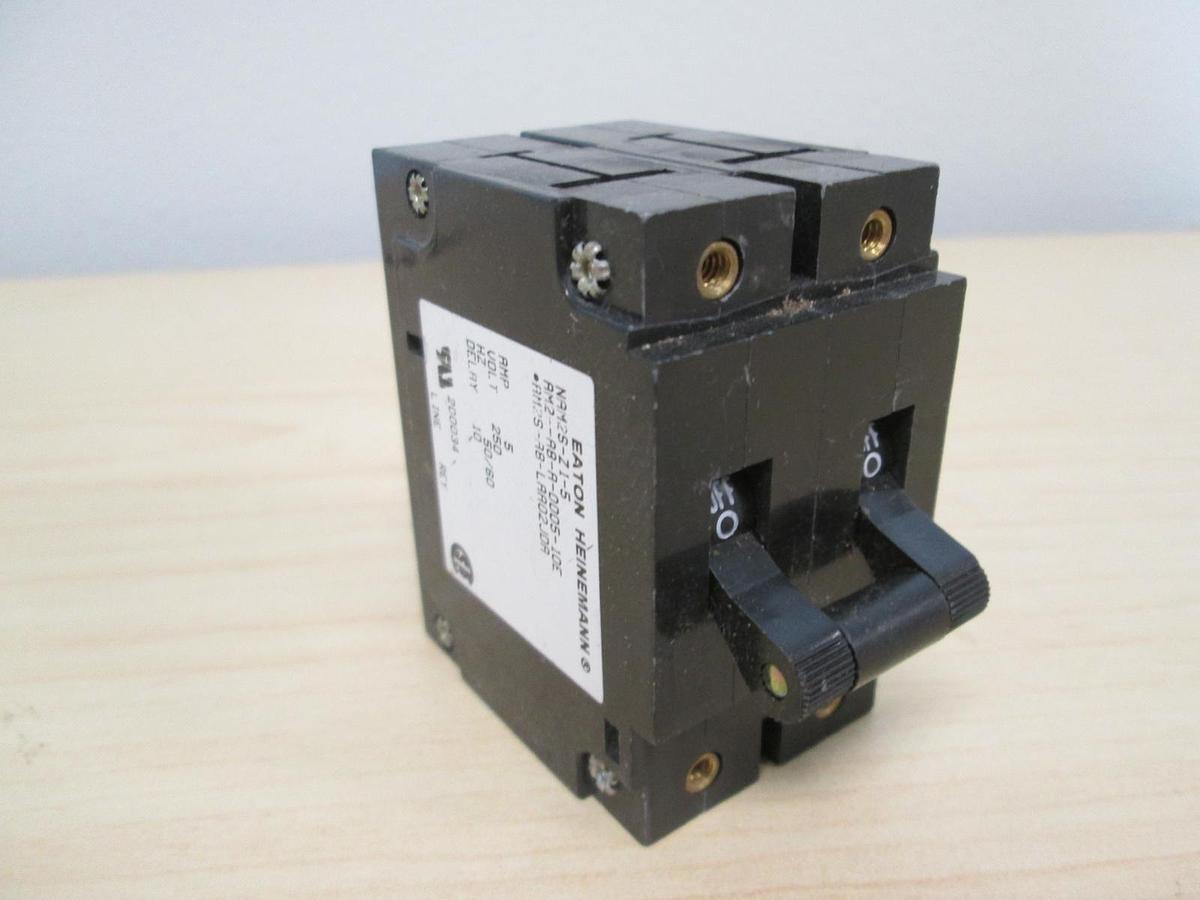 Used Heinemann, AM2-AB-A-0005-10E, 2 Pole Circuit Breaker, 250V, 5A, Used