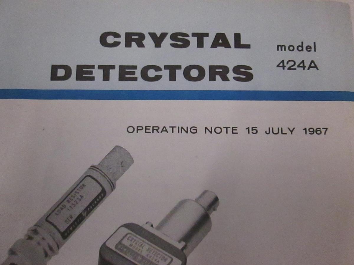 Used HP 424A Crystal Detectors Operating Note, Used