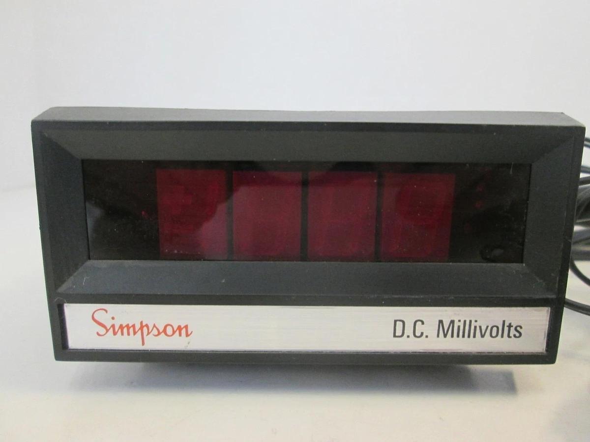 Used Simpson Digital Panel Meter, DC Millivolts, 2865, 120 VAC, 50-400Hz, Used