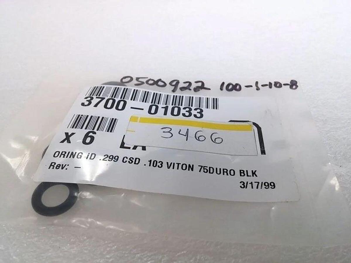 Used AMAT Applied Materials 3700-01033 O-Ring ID.299 CSD.103 Viton 75Duro, Bag of 6