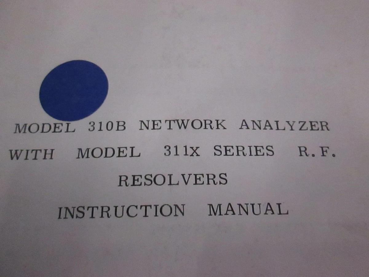 Used Weinschel Model 310B Network Analyzer w/ Model 311x Series Resolver Manual, Used