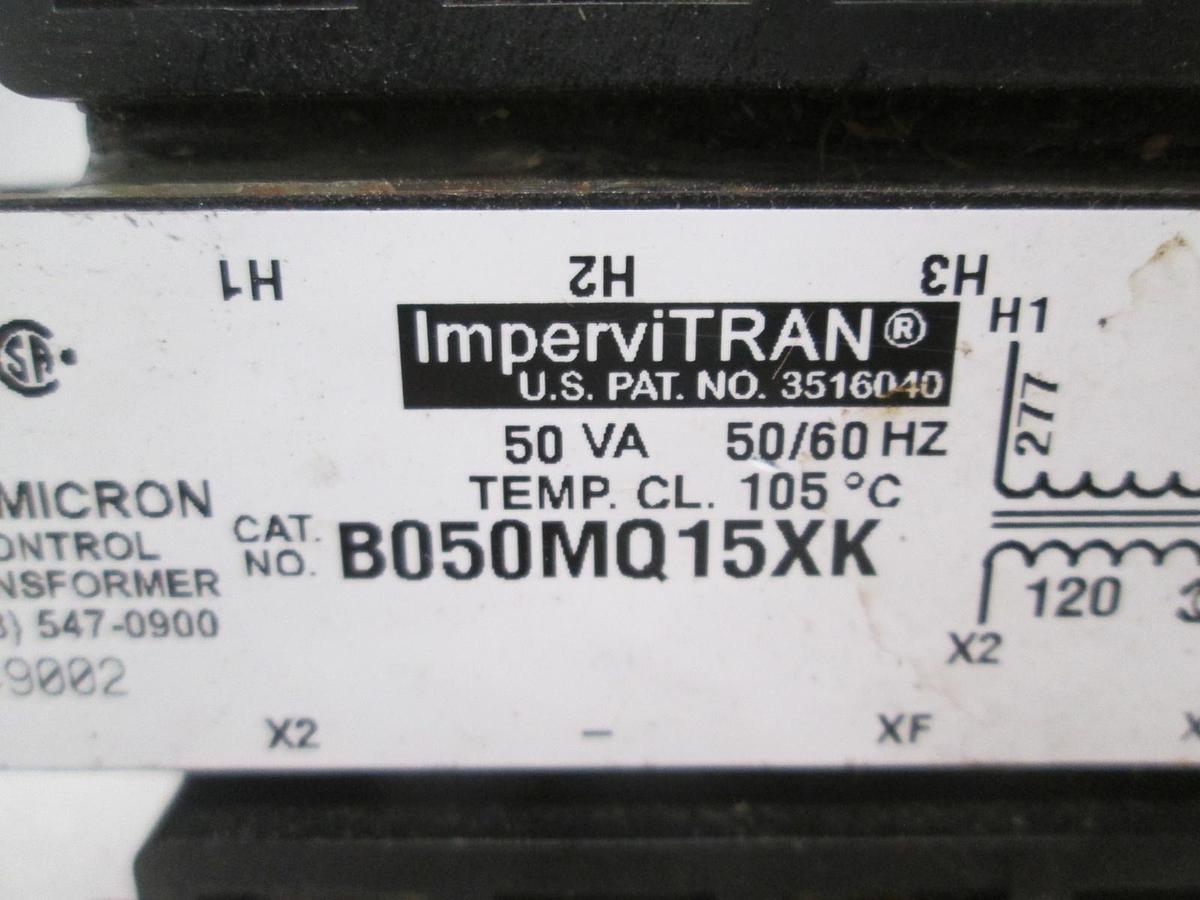 Used ImperviTRAN, B050MQ15XK, Micron Control Transformer, 50VA, 50/60Hz, Used