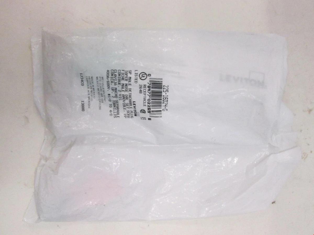 Leviton, 225-16D24-G, SP Male Detachable Plug Taper Nose, Receptacle, New