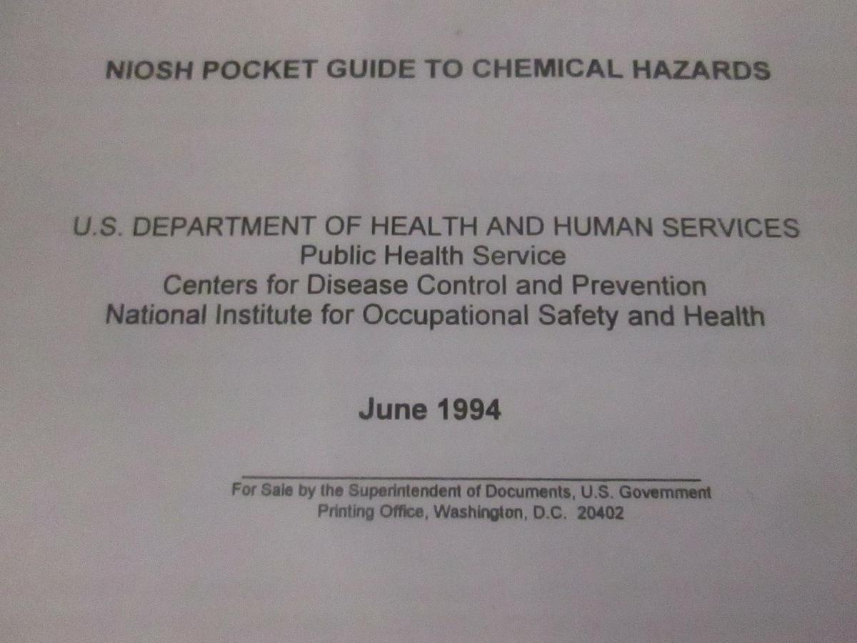 Used NIOSH, Pocket Guide To Chemical Hazards, 1994, Used