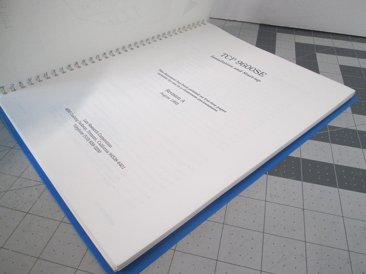 Used LAM Research, TCP 9600SE, Installation and Start Up, Used