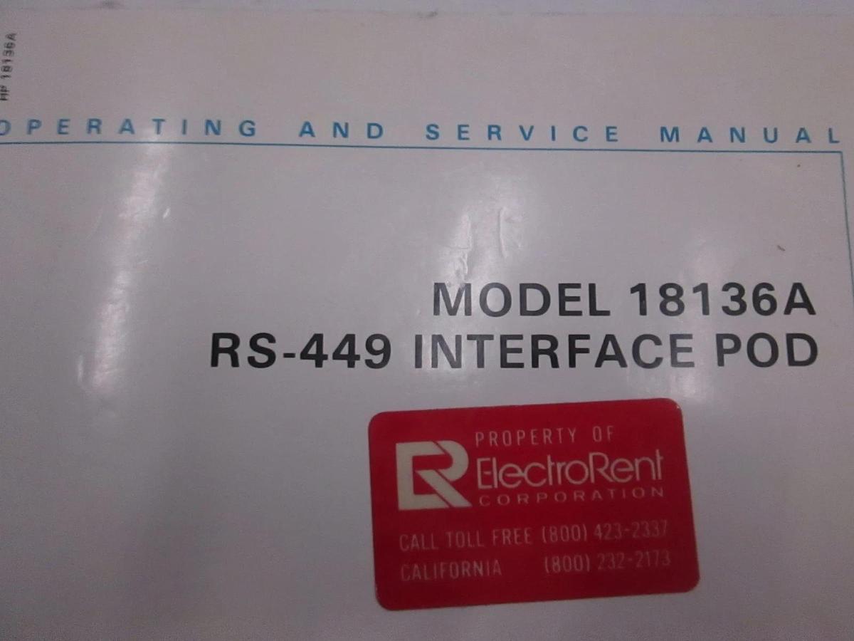 Used HP 18136A RS-449 Interface Pod Operating and Service Manual, Used