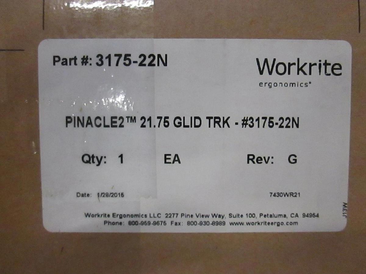 Used Workrite 2144-22 Ergonomic Keyboard + 21" 3175-22N Glide Track, New