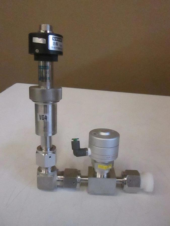 Used 90 Degree Assy w/ Ulvac GP-1000H Vacuum Gauge Sensor and Fujikin Actuator, Used