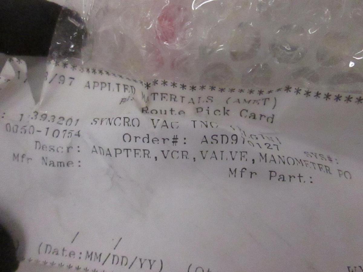 AMAT, ADAPTER,VCR,VALVE, MANOMETER PORT, 0050-10754, New
