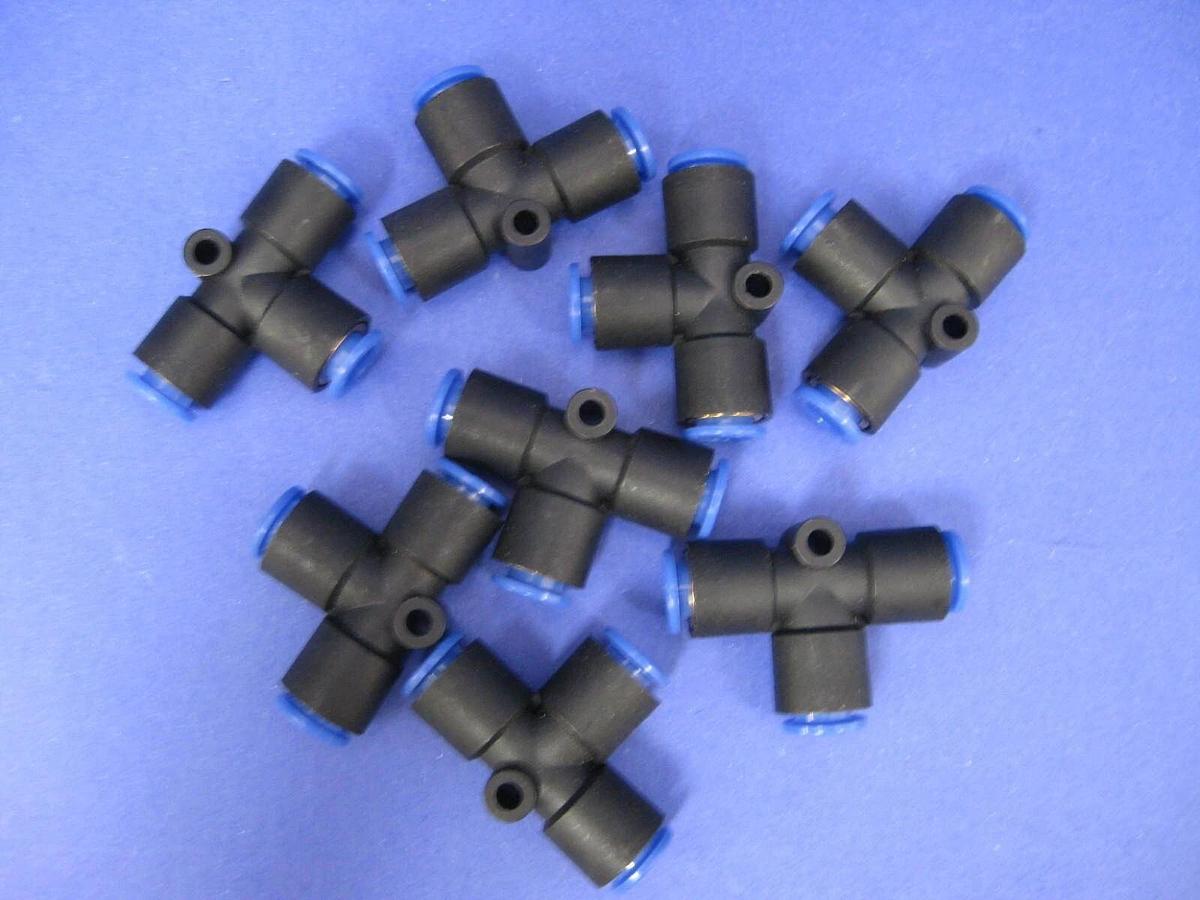 SMC KQT08-00 One Touch Tee Fitting, 8MM, Lot of 8