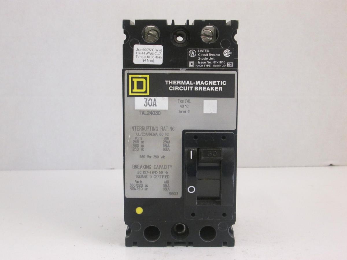 Used Square D FAL24030 Circuit Breaker, 30 AMP, 2 Pole, Series 2