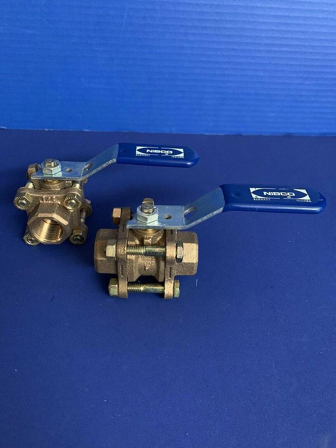 Used Nibco 1/2" Brass Threaded Ball Valve 600 WOG, Lot of 2