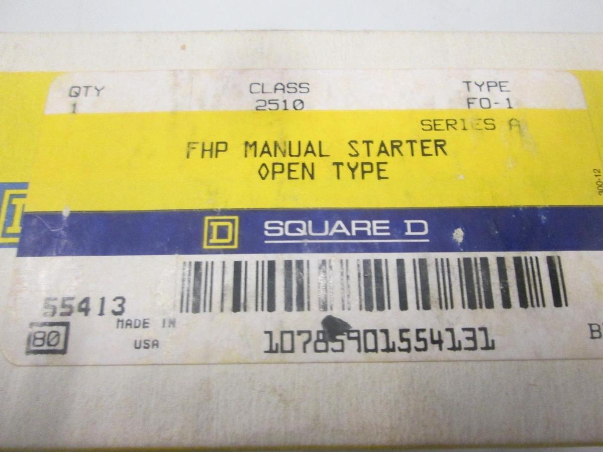 Used Square D, FO-1, FHP Manual Starter Open Type, New