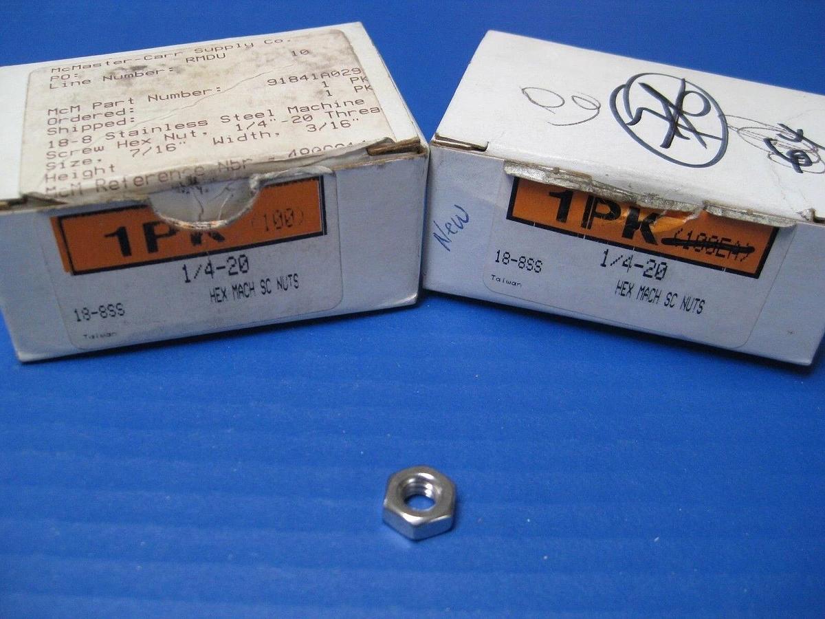 1/4-20 Hex Machine Screw Nut, Lot of 150, New