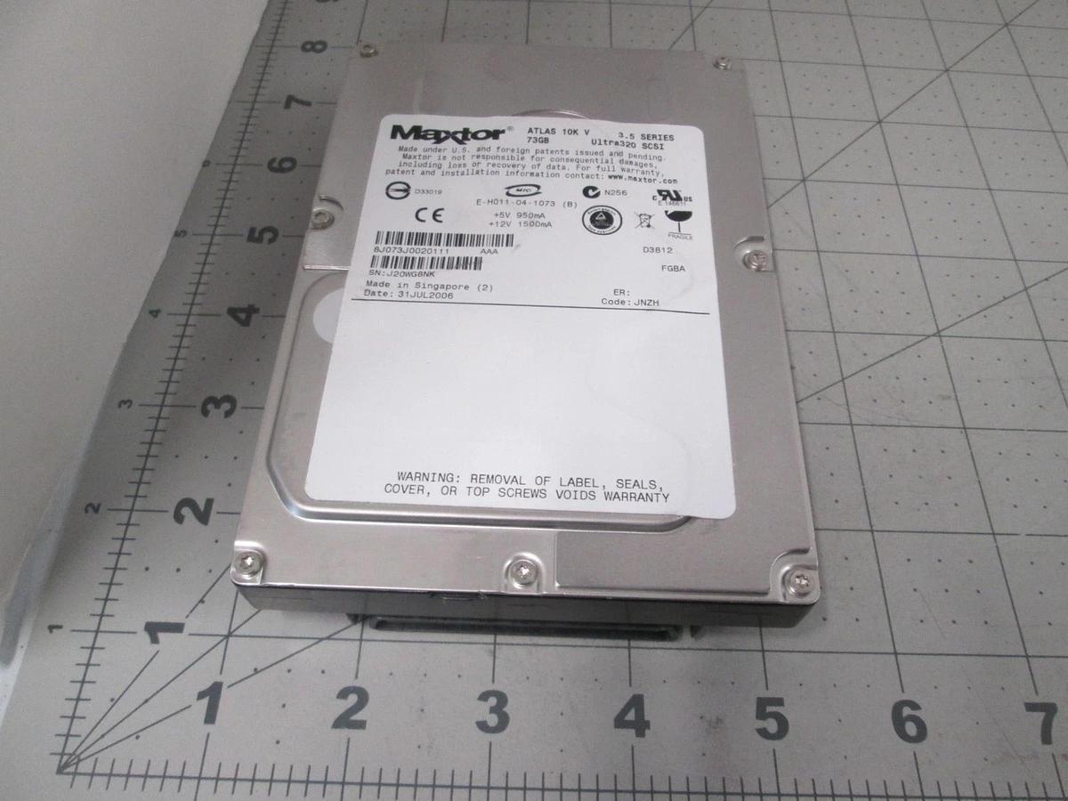 Used Maxtor, Disk Drive, 73GB, Ultra320 SCSI, Atlas 10K V, 3.5 Series, New