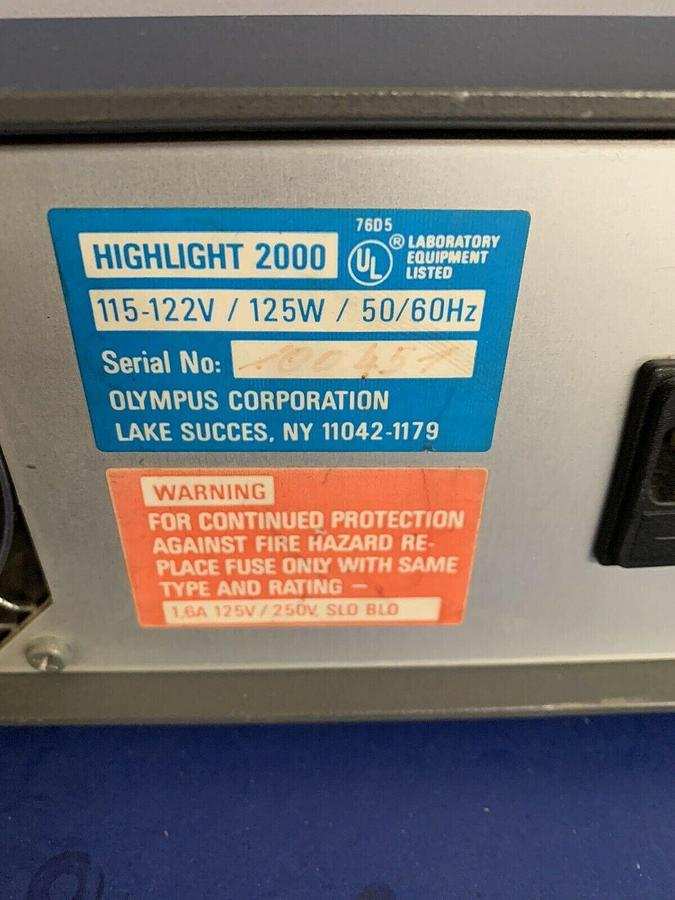 Used Olympus Highlight 2000 Fiber Optic Light Source, Used