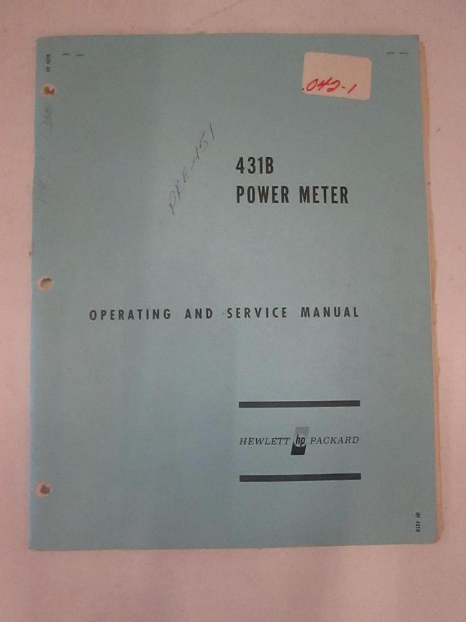 Used HP 431B Power Meter Operating and Service Manual, Used
