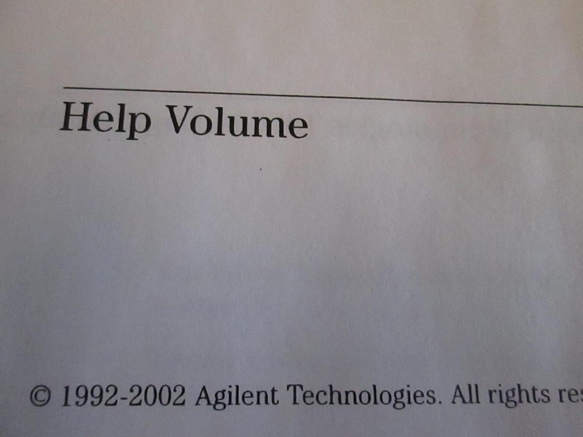 Used Agilent Tech 16760A Logic Analyzer Help Volume, Used