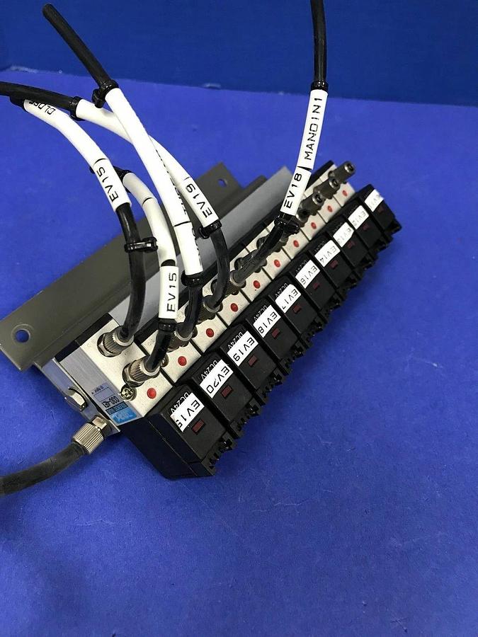 Used Koganei 030-4E1 Solenoid Valve Manifold Assembly - 10 Valves, Used