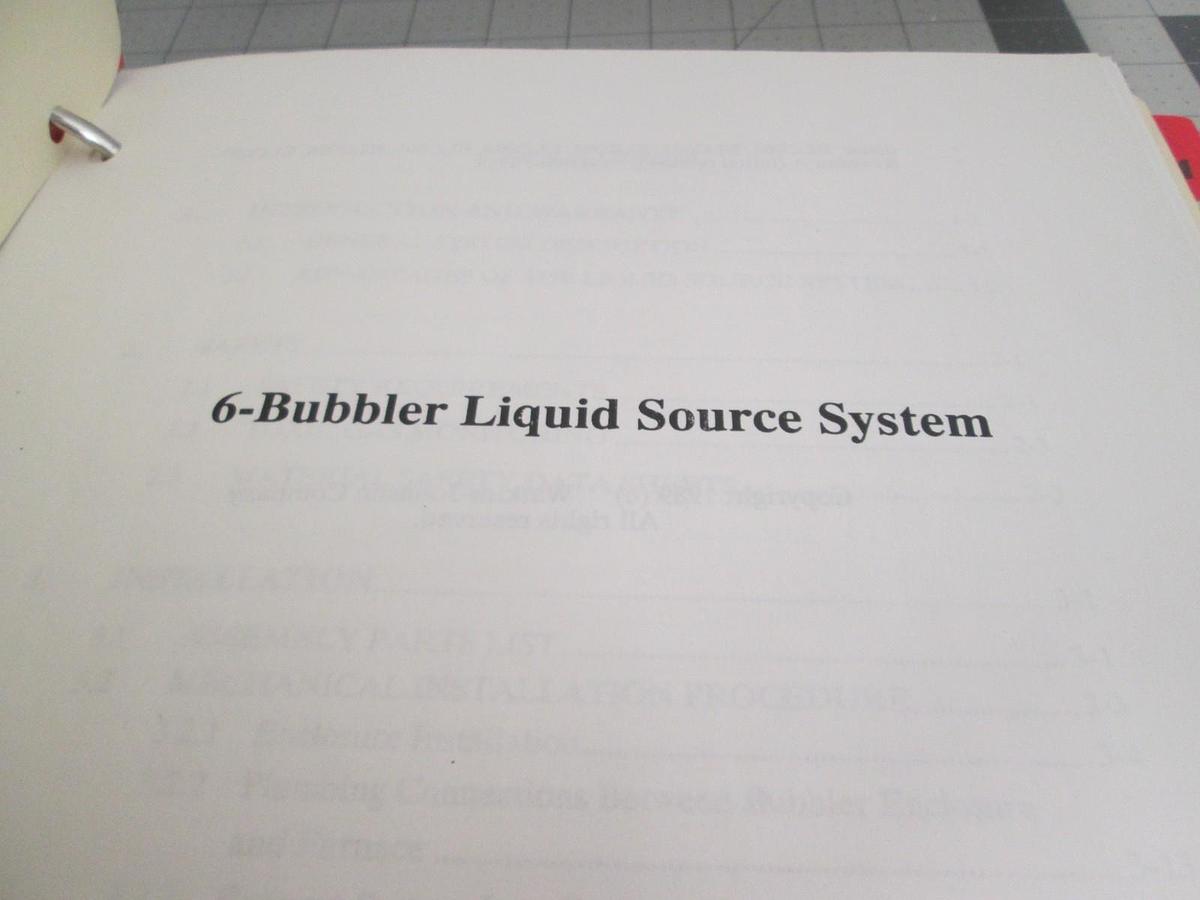 Used Watkins Johnson, 6-Bubbler Liquid Source System Manual, M953, Used