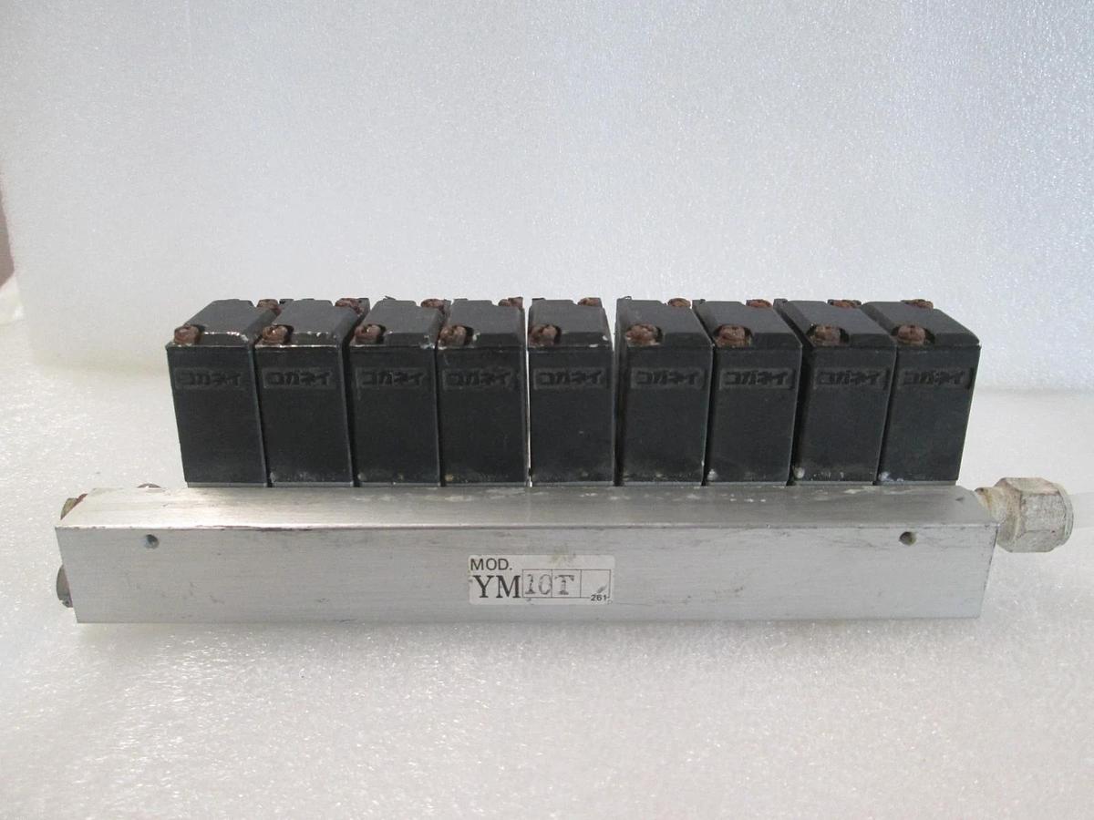 Used Koganei, 030E1, Solenoid Valve Block Assy, w/ YM10T Block, 9 Valve, Used