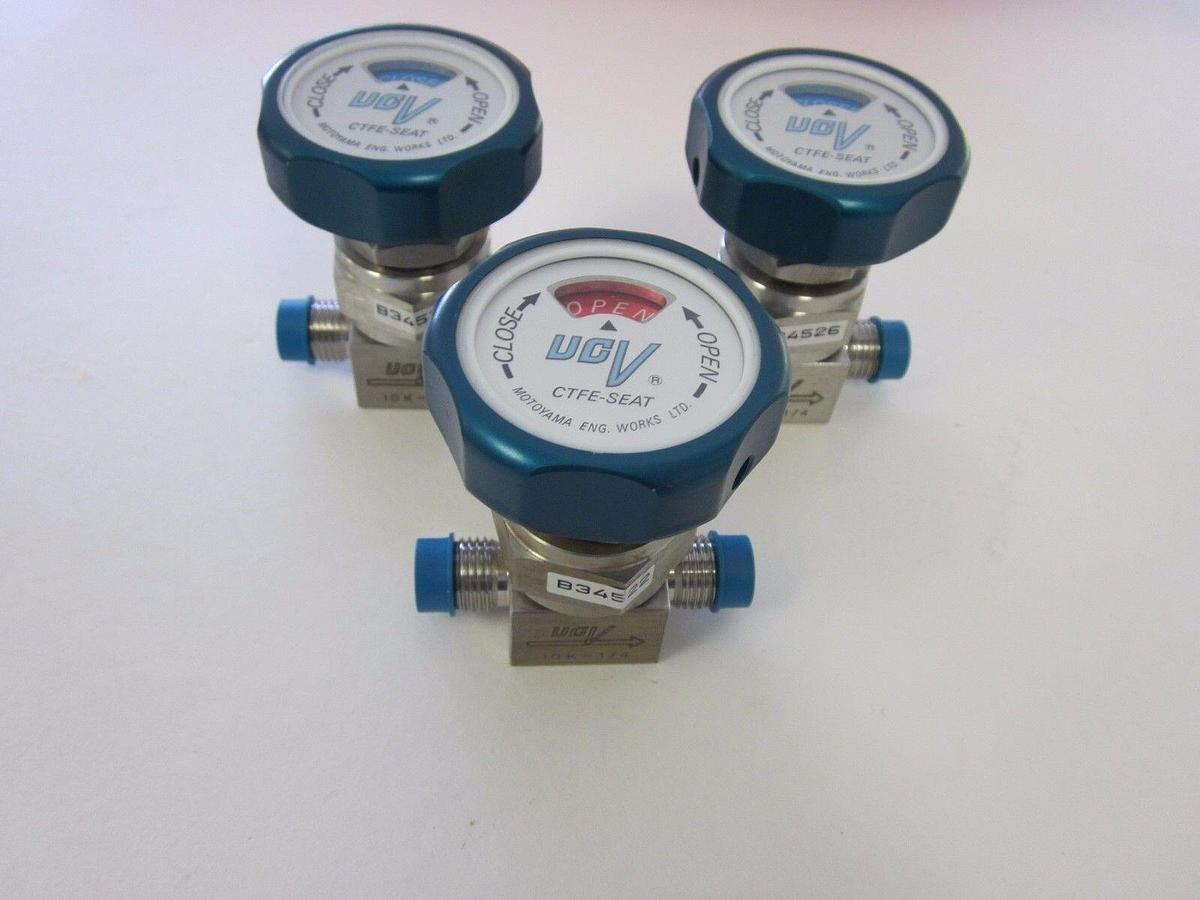 Used UCV Motoyama Ultra Clean SUSF316L Micro-Flow Valve 10K-1/4" MVCR - LOT of 3