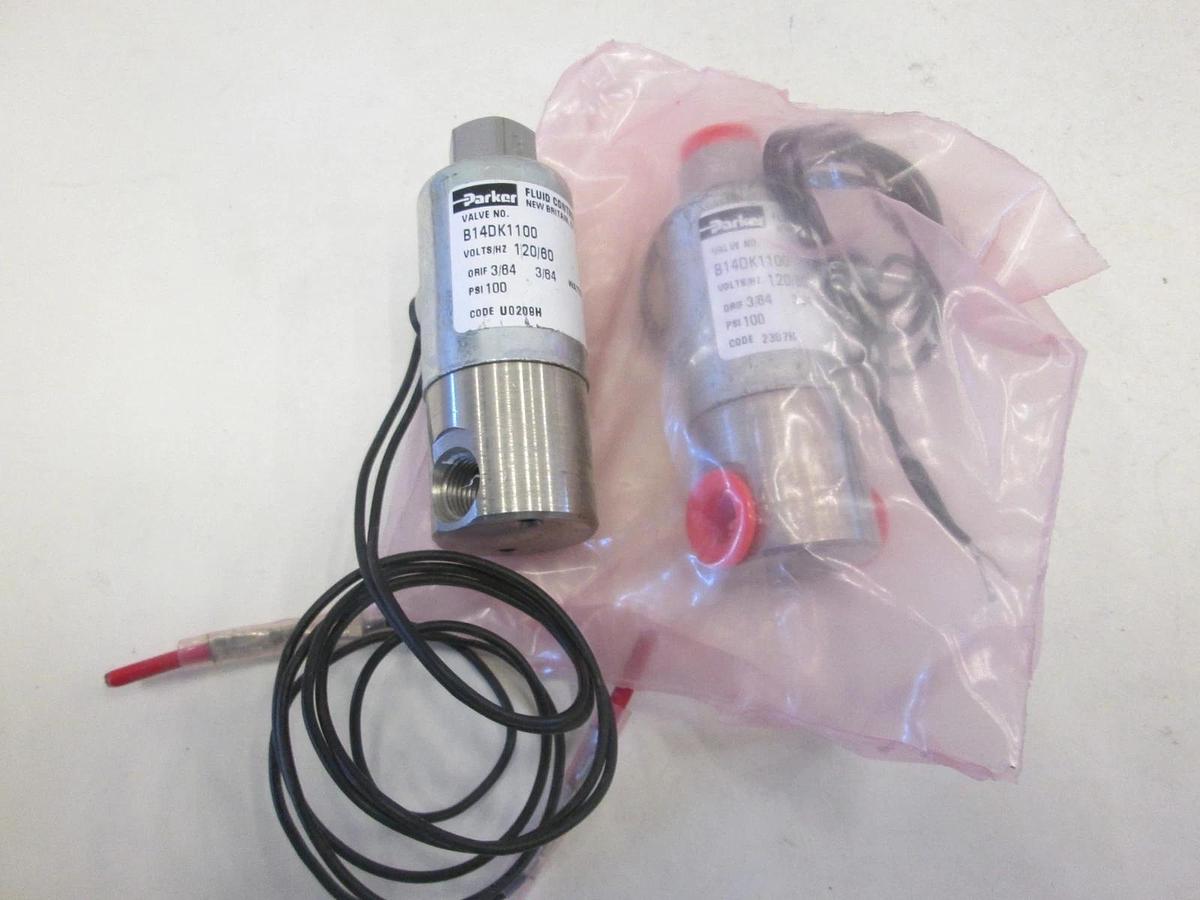 Parker, Solenoid Valve, B14DK1100, 3/64 Orifice, 100 PSI, 120V, New, Lot of 2