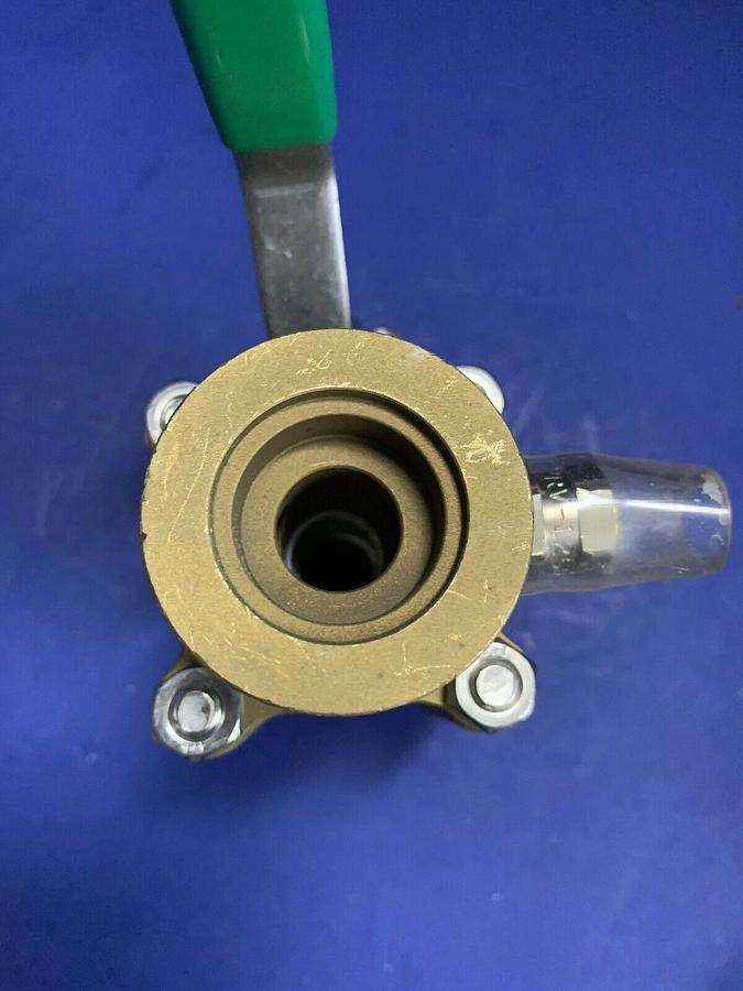 Used A&N Corp B1075-QF25-VBS Brass Vacuum Ball Valve w/ Port, QF 25 Flanges, Used