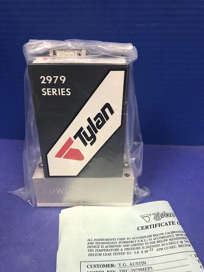 Used Tylan 2979 MFC Mass Flow Controller HE, 5000 SCCM, Block Mount, Rfrb