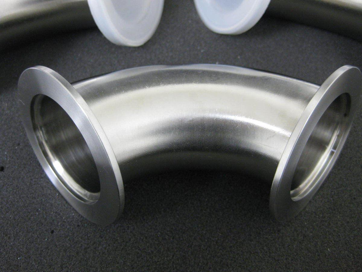 Stainless Steel Vacuum 3.5" 90° Elbow w/ NW50 Flanges, Lot of 10 NEW