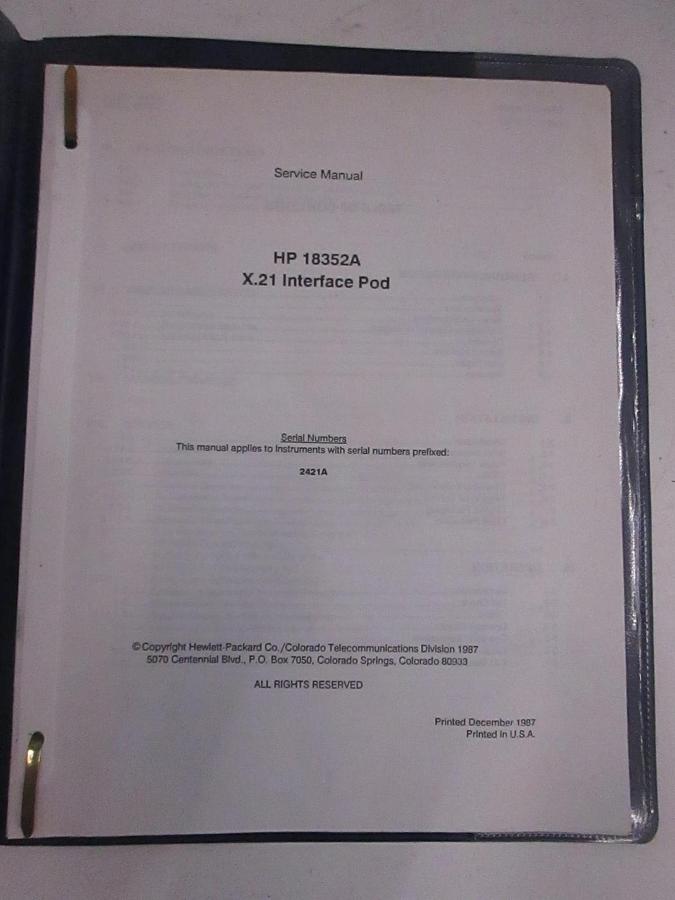 Used HP 18352A, X.21 Interface Pod Service Manual, Used