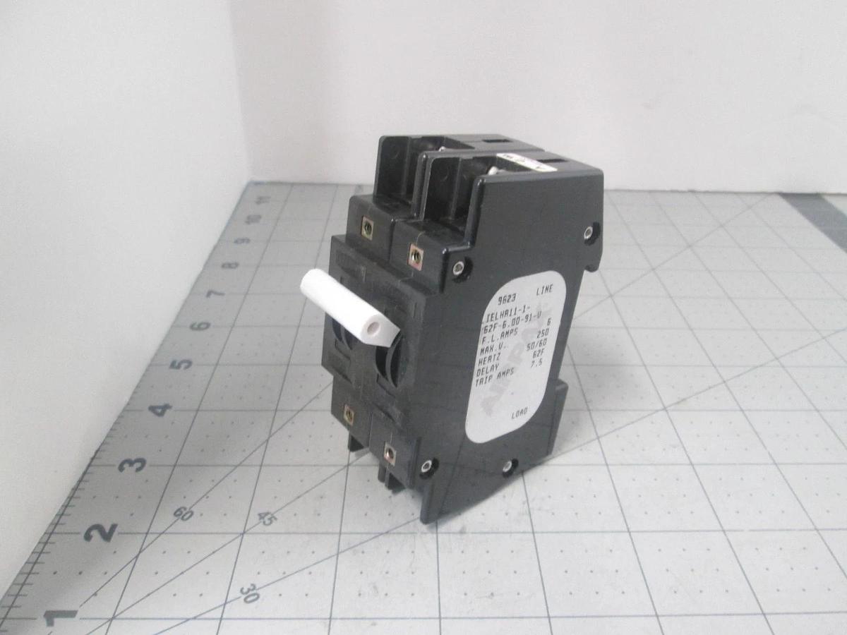 Airpax, IELHR11-1-62F-6.00-91-V, 6A, 2 Pole, Circuit Breaker, New