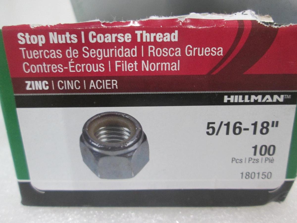 Hillman, Zinc, Stop Nut, 180150, 5/16-18", New, Lot of 100