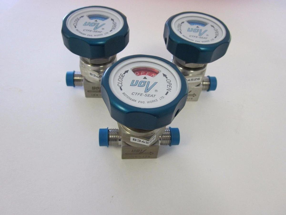 Used UCV Motoyama Ultra Clean SUSF316L Micro-Flow Valve 10K-1/4" MVCR - LOT of 3