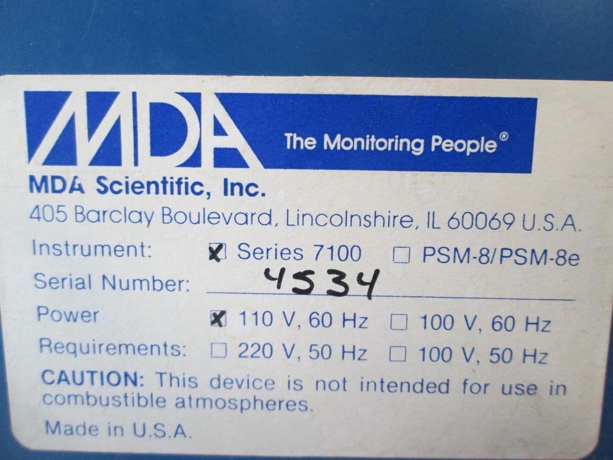Used MDA Scientific, Series 7100, Toxic Gas Monitor, 110V, 60Hz, Used