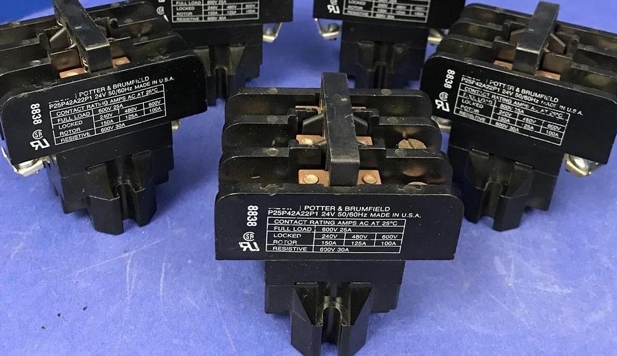 Used Potter & Brumfield P25P42A22P1 Contactor, Lot of 3 Used