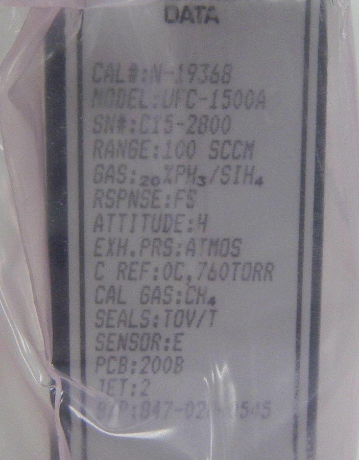 Used Unit UFC-1500A Mass Flow Controller,Gas- 20%PH3/SIH4,Range- 100 SCCM, 1/4" M I/O
