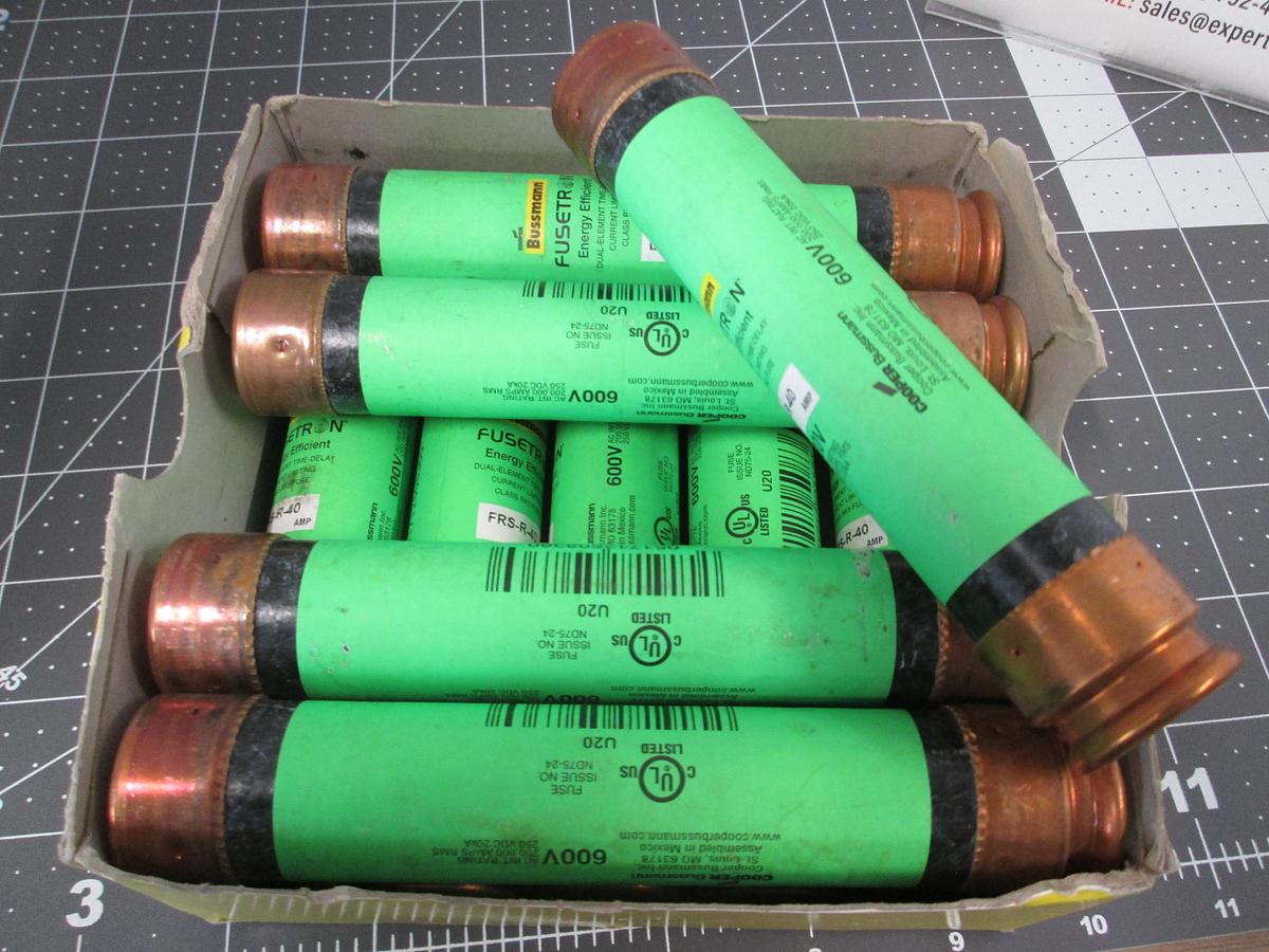 Bussmann, FRS-R-40, Fusetron 40A 600V Class RK5 Time Delay Fuse Lot of 10