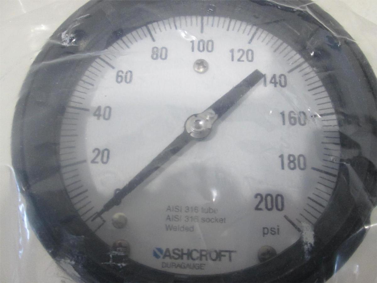 Ashcroft, Duragauge, 4-1/2", 0-200 PSI, Silicone Fill, New