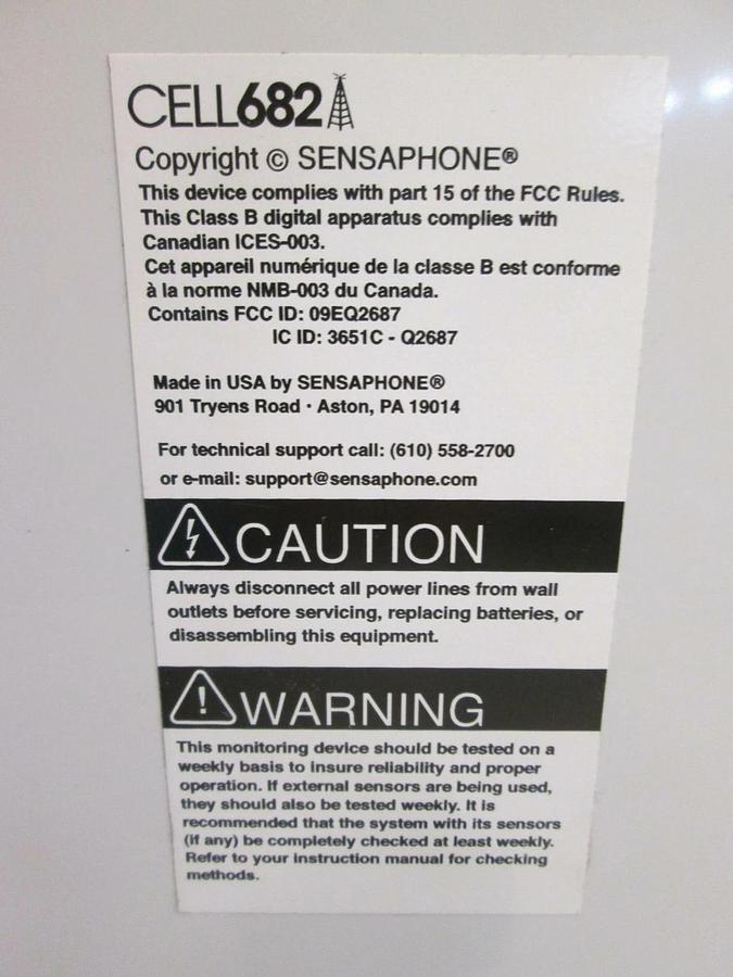 Used Sensaphone Cell682 Wireless Monitoring System, Used