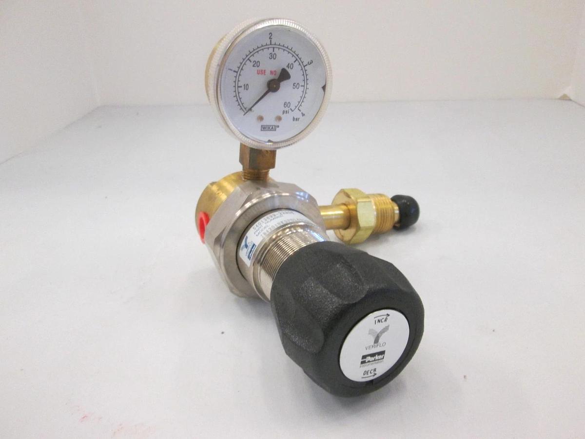 Used Veriflo, IR4201 Regulator Assy w/ 0-60PSI Wika Gauge, Used